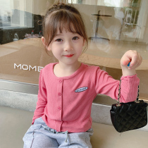 Childrens clothing 2021 new girls autumn clothes long sleeve T-shirt baby Korean spring and autumn base shirt childrens knitwear foreign gas