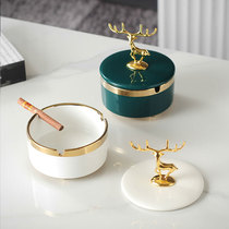 With cover anti-fly ash ceramic ashtray Home living room personality minimalist creative tea table Decorative Pendulum with birthday present