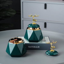 Light and luxurious ashtrays with cover ceramic Creative Living room Office Home Tea Pendulum for birthday delivery of the elders gift items