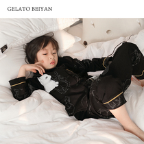 BeiYan childrens pajamas autumn cotton long sleeves parent-child homewear cardigan cute bunny boy and girl baby set