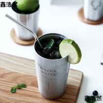 Creative double water Cup 304 stainless steel cup beer glass anti-hot hand cup office ice Cup coffee cup