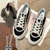 Small fragrant wind womens shoes autumn and winter 2021 New plus velvet board shoes casual thick soled shoes small white canvas shoes women