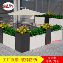 Wrought iron flower box Outdoor galvanized sheet sales department partition rectangular flower groove Metal flower rack square planting box flower bed