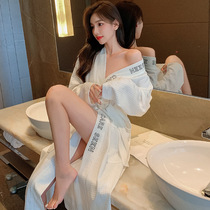 Lovers sleeping robes long style pure cotton thin spring and autumn summer men women feel big code pure color hotel wind bathrobe pajamas