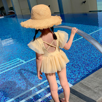 Girls hot spring swimsuit childrens new swimsuit Korea baby Net red princess dress little girl one-piece swimsuit