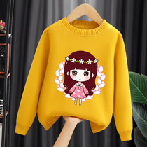 Girls Sweater Spring and Autumn 2021 New Girls Autumn Dress Chinese Children Plus Velvet Knitting base shirt Autumn Winter Childrens Clothing
