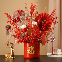 Fortune-making red fruits emulated winter green fake flowers Qianhua Flowers Joe Accommodate for the opening of a flower arrangement Wedding Pendulum front desk Decorative Furnishing