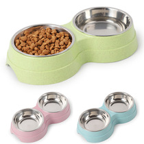 Pet Bowl Dog Foodwater Feeder Dish Cat Feeling Double Bowls