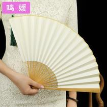 7-10 inch Yuzhu folding fan manual fan bone rice paper Su Gong fan face retro style Chinese style play Fan
