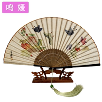 Chinese style retro style 6 inch female fan folding fan Hanfu fan summer portable with small fan gift fan dance fan