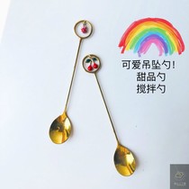 Dessert spoon exquisite net red stainless steel ins wind small Korean small mini female cute cartoon children stir