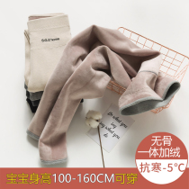 Girl Beats Bottom Pants Spring Autumn Thin and Thickened Outer Wear Foreign Air Children Warm Pants Woman Baby Pure Cotton Pants