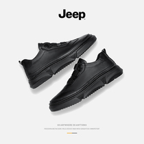 jeep jeep mens shoes 2021 new autumn trend one pedal leather shoes mens British Korean black casual shoes