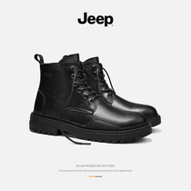 jeep jeep martin boots mens winter leather high-top casual leather shoes mens boots British black mid-top mens shoes