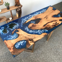 Epoxy resin river table solid wood large board coffee table creative home log tea table table table tea table desk desk chair