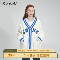 conklab Academy style retro cardigan sweater men Spring and Autumn loose Joker couple V collar sweater tide coat
