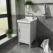 Balcony washing sink Ceramic space aluminum bathroom cabinet Washing basin with washboard pool Balcony Floor-to-ceiling integrated basin