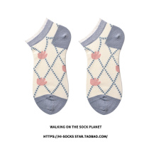 Socks Children Blue Little Flower Day Department Brief wind Short Sox Spring Summer Slim Ins-Chains College Wind Pure Cotton Boat Socks