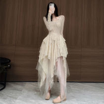 Long skirt sexy Imperial sister temperament dress female 2021 new autumn fashion long fairy dress ins Wind