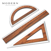 MODERN titanium ruler stationery for students Titanium alloy acid branch wood ruler Triangle ruler protractor set multi-function triangle board Business high-end office supplies custom company LOGO