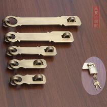 Antique pure copper lock buckle Chinese solid wood door buckle old cabinet door copper padlock all copper thick bolt door bolt door buckle