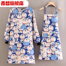 2021 new fashion cotton long sleeve home cooking apron canvas female adult overcoat anti-wear overalls custom