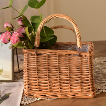 Pastoral hand woven flower basket straw woven rattan woven wicker woven flower basket green flower arrangement creative wall hanging portable ornaments