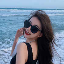 Sunglasses womens summer seaside 2021 new Korean version of the tide advanced sense round face anti-UV sunscreen net red glasses