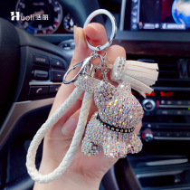 Full diamond bucket dog keychain female cute creative car key pendant ins tide high-end womens bag pendant