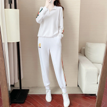 Casual Sports Suit Woman Spring Autumn New Reduction Age Standings Slim Long Sleeve Sweatshirt Loose Running Long Pants Two Sets