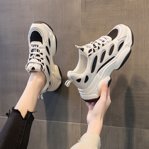 High-end custom~2021 new daddy shoes female ins tide wild net red breathable leather comfortable soft-soled sneakers
