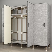 Wardrobe sliding door cloth wardrobe open wardrobe modern simple steel pipe thickened rental room hanging wardrobe full steel frame