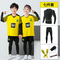 Autumn and Winter Childrens Football suit mens four-piece set of primary and secondary school students competition training uniform base long sleeve jersey
