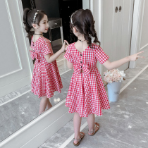 Girls dress 2021 summer new childrens foreign style Korean version of the fashionable net red little girl plaid princess skirt