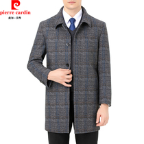 Pierre Cardin long trench coat men 2021 new middle-aged woolen woolen coat dad spring and autumn wool coat