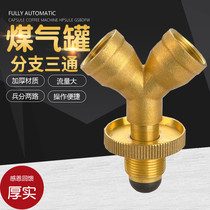 One-point two-way pressure reducing valve gas tank branch three-way liquefied gas cylinder cylinder shunt connector stove accessories