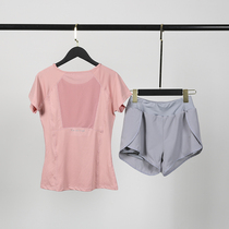  Hong Kong gym sports suit womens summer temperament running shorts thin yoga clothes quick-drying t-shirt top trend