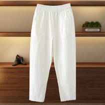 Hong Kong large size womens clothing summer thin loose fat mm middle-aged mother casual pants Age-reducing thin Harun Dad pants
