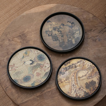 Ink color quick-drying absorbent tea tray dry bubble tea table ceramic pot bearing household small round kung fu tea set tea tray