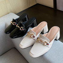 Sudi Lili high-heeled Baotou half slippers female 2021 new summer wear Joker Slipper women Mueller shoes