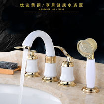 European bathroom cabinet wash hand face Basin faucet hot and cold double three-hole split three-piece four-piece accessories