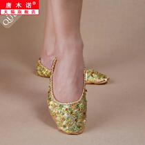 New belly dance shoes soft bottom dance shoes table performance special shoes size sequin flat shoes