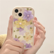 ins fresh oil painting stereo flower iphone13 mobile phone shell suitable for apple 13promax silicone gel 12 11 full package anti-fall xr xsmax protective sleeve 8plu