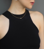 jializhou jewelry 18K gold inlay 14 points Diamond clavicle bubble necklace T Home classic stack wearing three colors