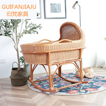 Guifan handmade rattan woven environmental protection rocking chair cradle Traditional baby cradle bed baby bed crib shaker baby