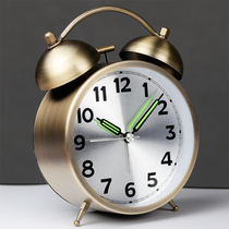 Retro metal small alarm clock students use silent bedside clock clock living room home decoration alarm sound super luminous