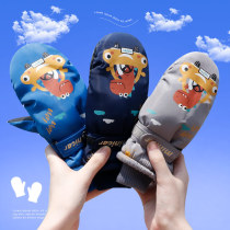 Childrens gloves winter warm boy waterproof autumn winter outdoor plus velvet padded ski girl windproof bag finger