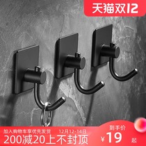 304 stainless steel adhesive hook black toilet bathroom towel adhesive hook single door rear key single hook free of punch