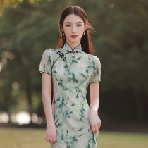 Summer cheongsam fresh and elegant in the long section of the girl 2021 new improved retro dress everyday young section