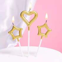 Birthday colorful candle five-pointed star heart-shaped Love stick cake romantic decorative stick photo color flower photography hand flower